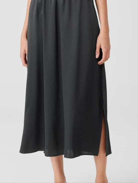 Eileen Fisher Hammered Silk Cotton A-Line Skirt - Picture 2 of 2